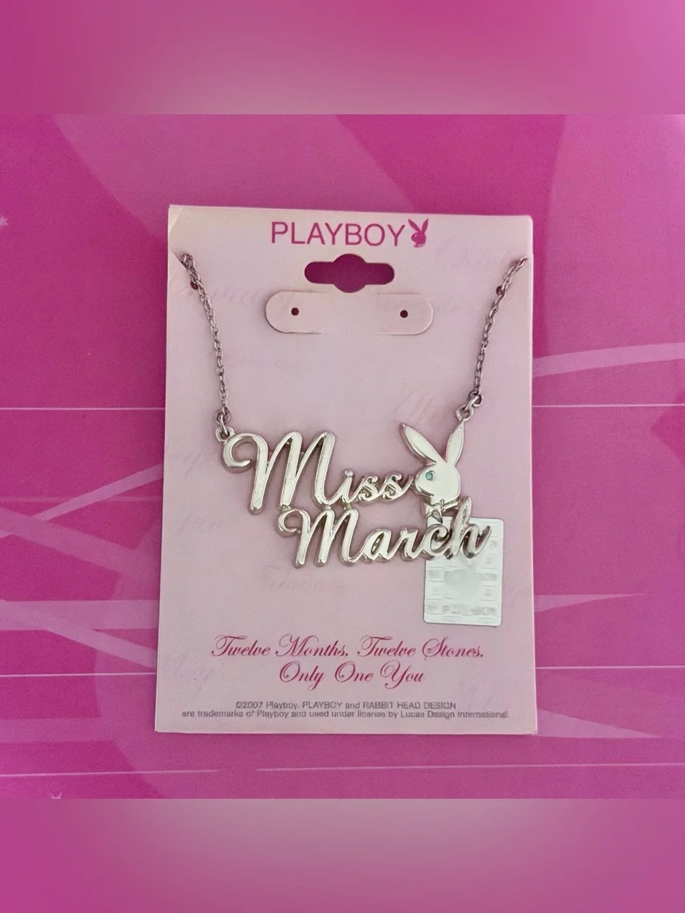Playboy miss march silver necklace NWT